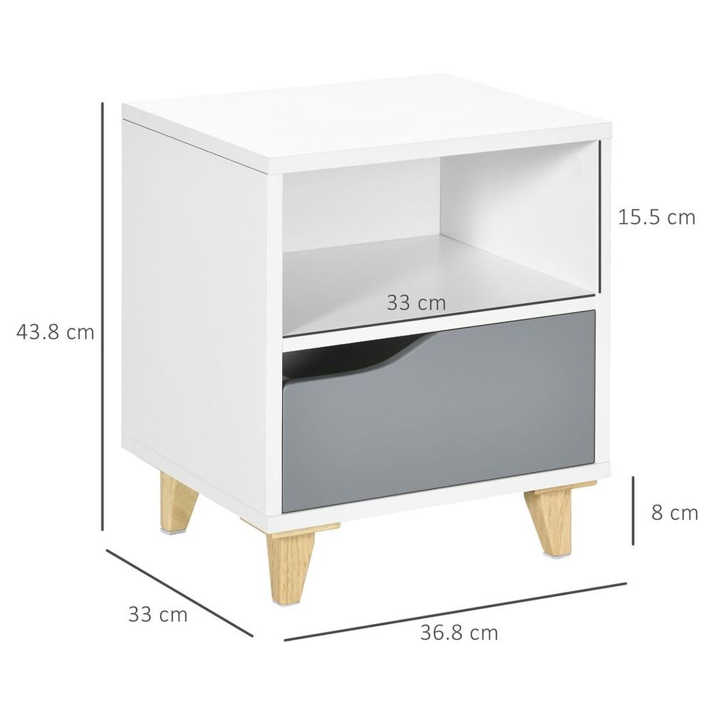 Nightstand, Bedside Table with Drawer and Shelf for Living Room, Bedroom