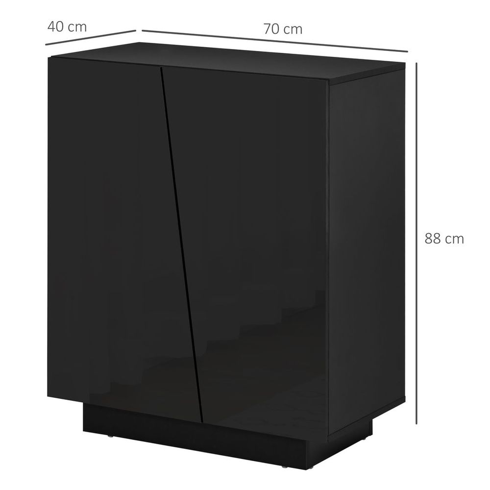 High Gloss Storage Cabinet for Bedroom Living Room Dining Room Black