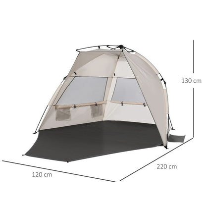 1-2 Man Pop-Up Beach Tent Sun Shade Shelter UV 20+ Protection Floor