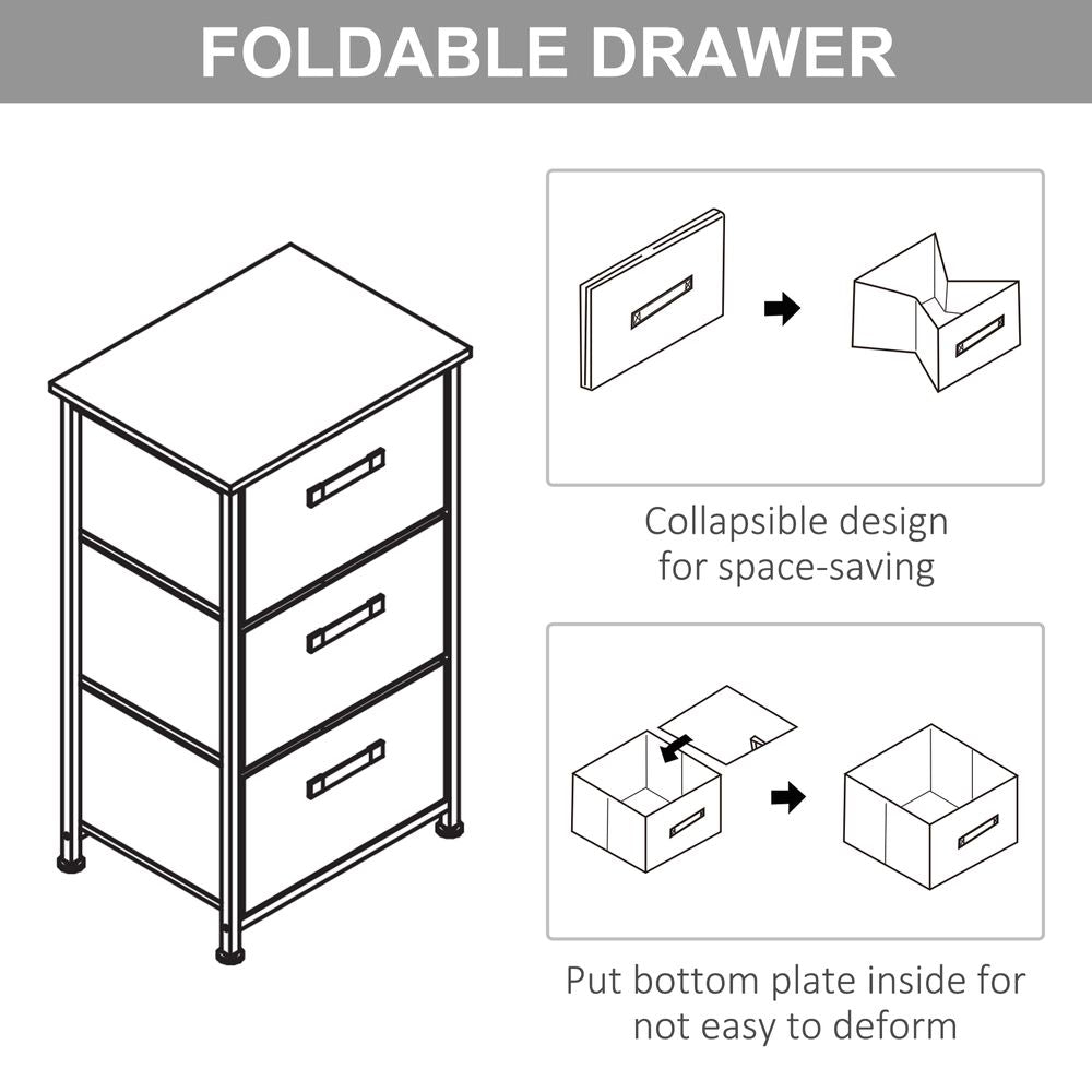 3-Tier Linen Drawer Cabinet Organizer Adjustable White, Oak and Light Grey