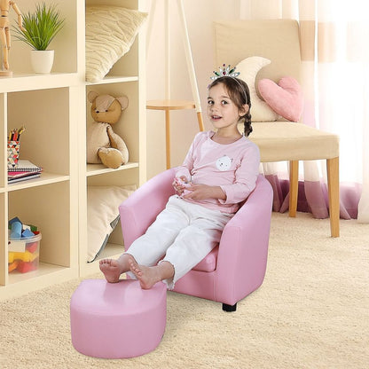 HOMCOM Kids Mini Sofa Children Armchair with Ottoman for Bedroom Playroom Pink