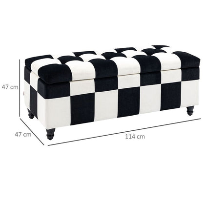 114 x 47 x 47cm Velvet Storage Ottoman, Button-tufted Footstool Box