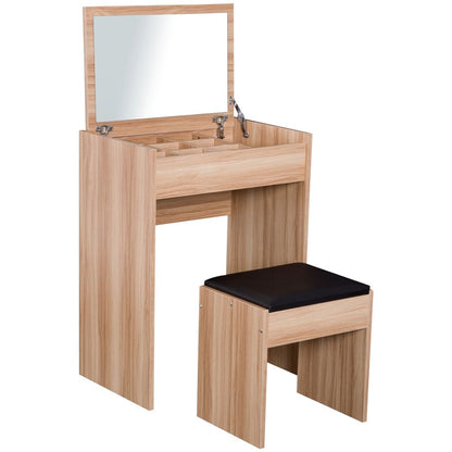 Dressing Table Set with Mirror & Stool-Wood