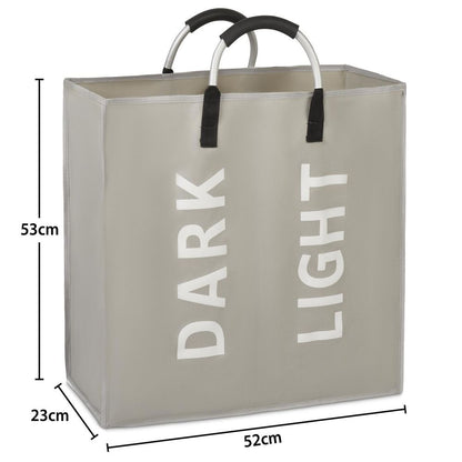 Double Collapsible Washing Laundry Basket Bag (3 Colors) for Bedroom - Light Grey