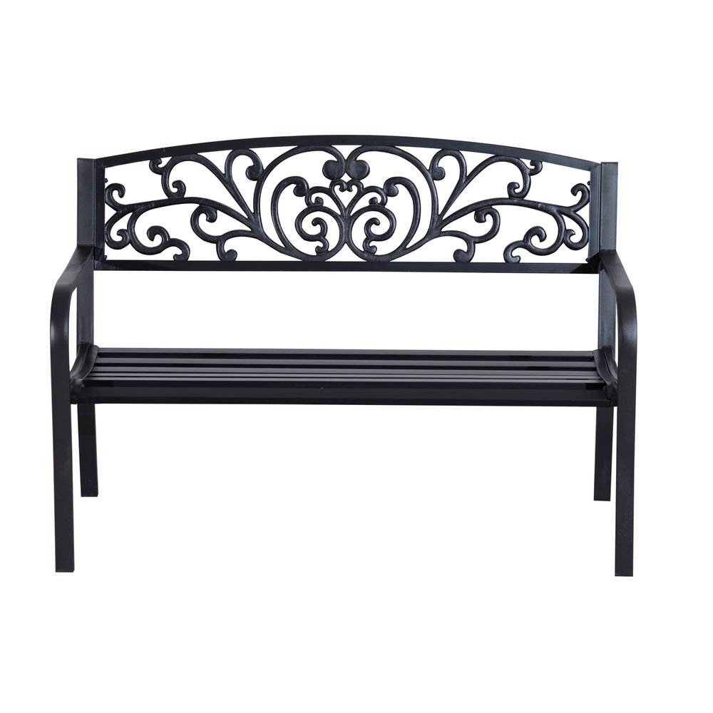 2-Seater Garden Bench, Steel-Black