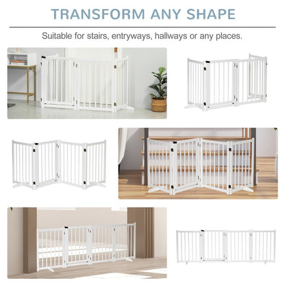 Freestanding Pet Gate w/ 2 Support Feet for Doorways Stairs White Pawhut