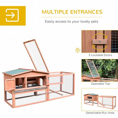 Wooden Rabbit Hutch Enclosure Run House 2 Tier Large Coop Run Pet