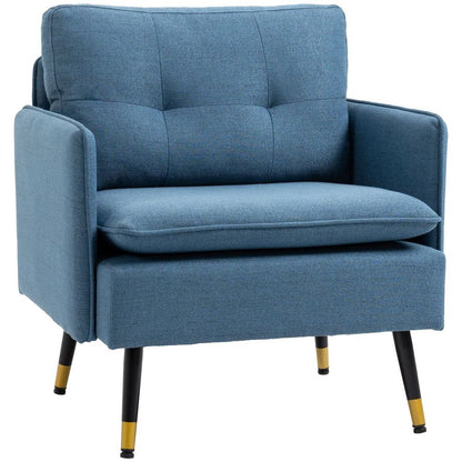 Modern Upholstered Armchairs Tufted Accent Chairs for Bedroom Dark Blue