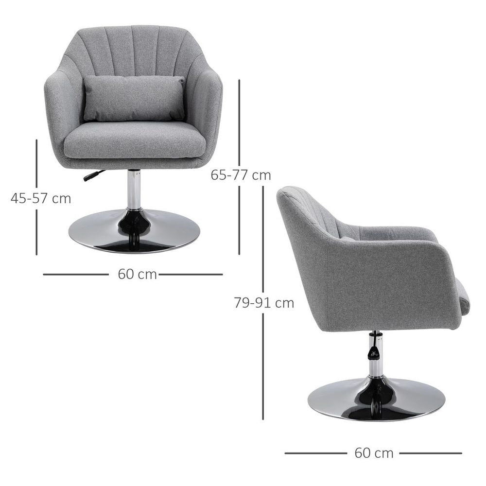 HOMCOM Stylish Retro Linen Swivel Tub Chair Steel Frame Cushion Seat Light Grey