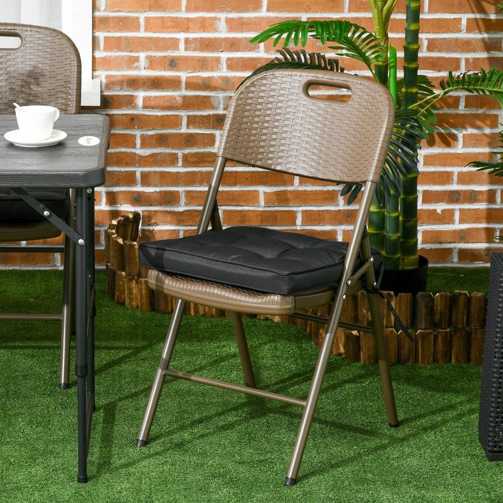 40 x 40cm Garden Seat Cushion with Ties Replacement Dining Chair Seat Pad, Black