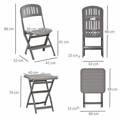 3 Piece Garden Bistro Set Garden Coffee Table Two Chairs One Square Table-Grey