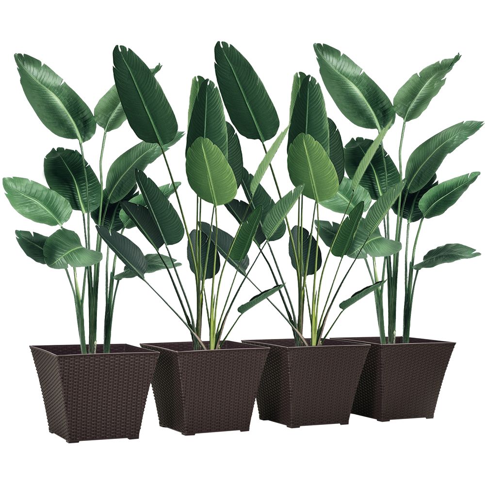 4-pack Plant Pots Rattan Effect, Flower Pot Stackable, Indoor/ Outdoor