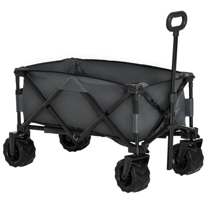 Outdoor Cart Folding Cargo Wagon Trailer Beach w/ Handle Dark Grey