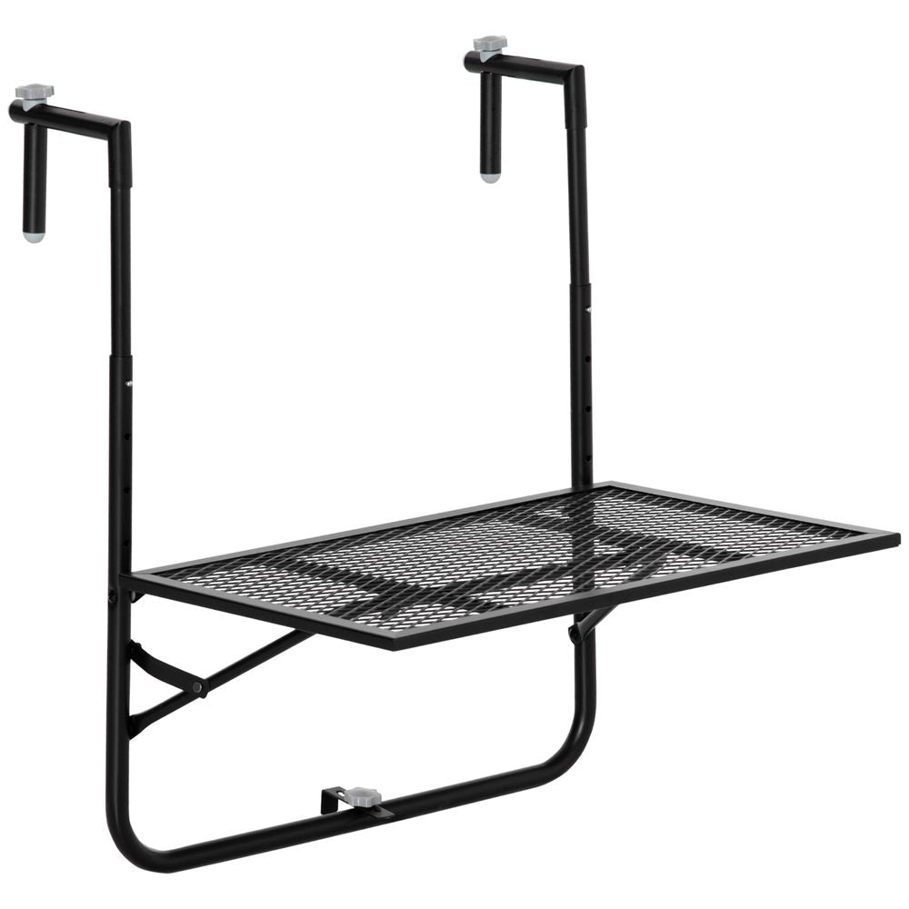 Balcony Hanging Table, Metal Wall Mount Desk, Adjust Black