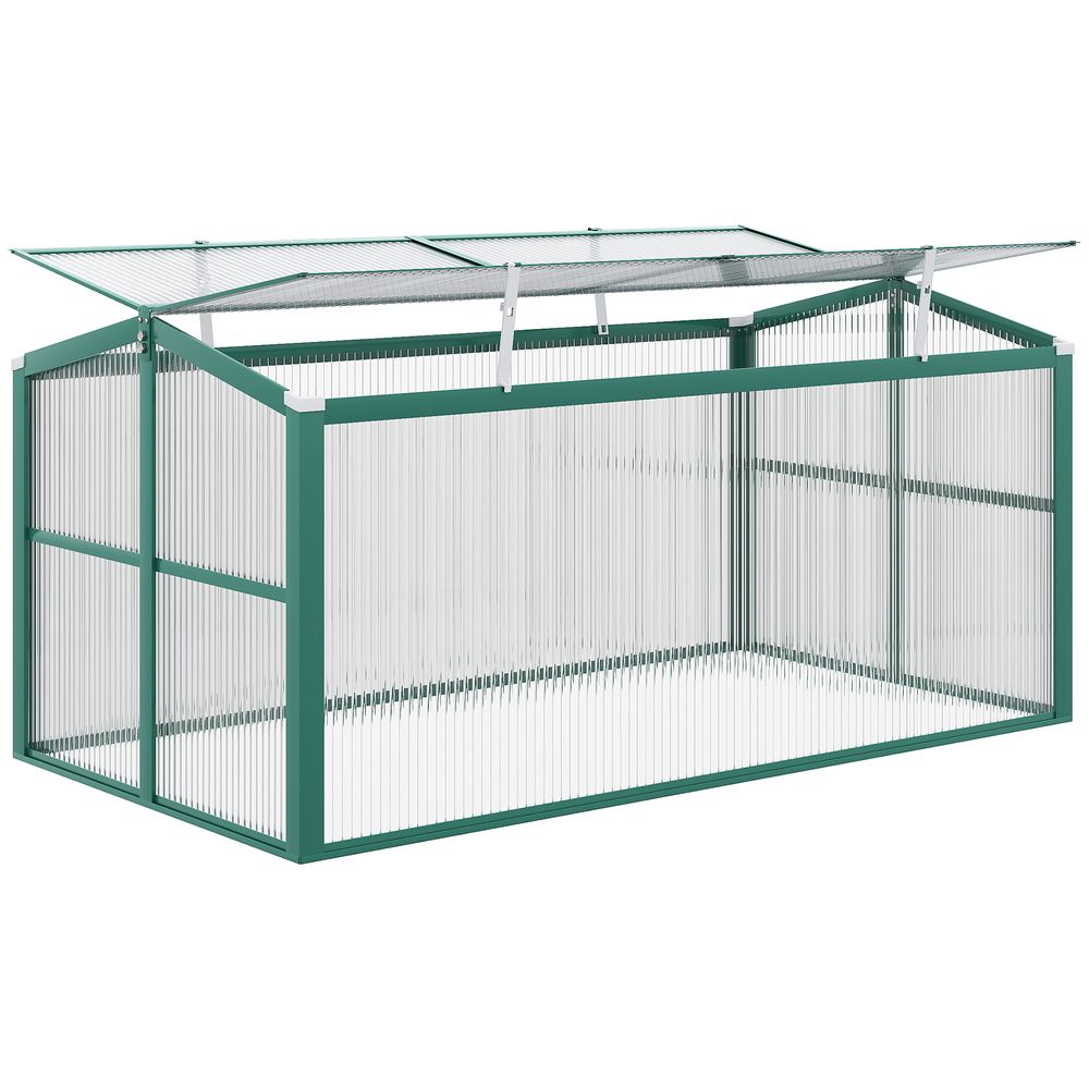 Outsunny Aluminium Cold Frame Greenhouse Planter with Openable Top 130x70x61cm