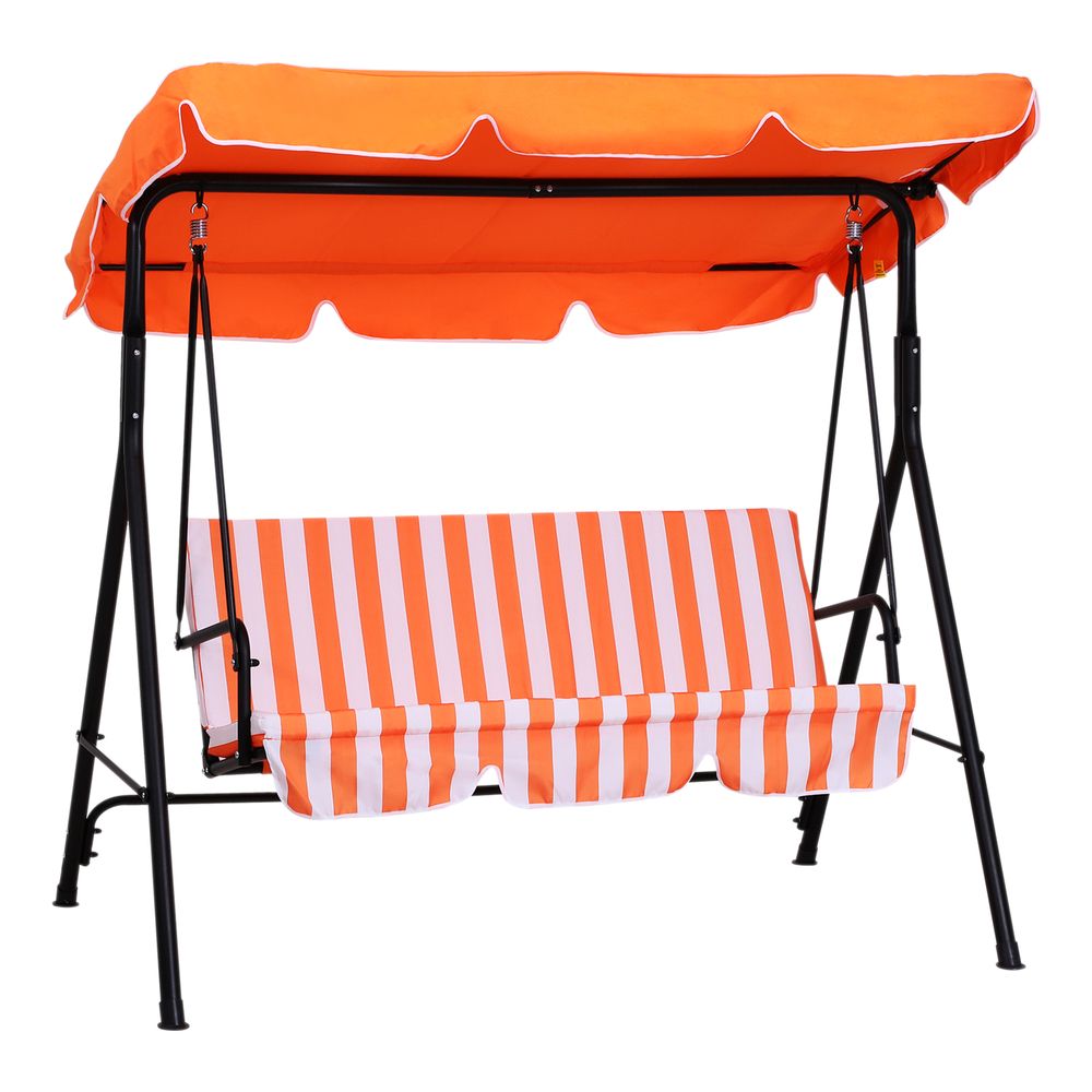 Outdoor Metal Hammock Swing Chair 3-Seater Patio Bench Garden Orange