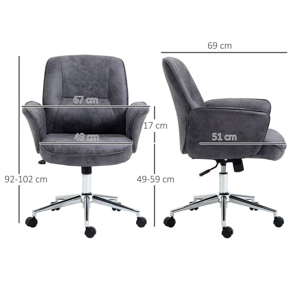 Swivel Computer Office Chair Mid Back Desk Chair for Home, Deep Grey