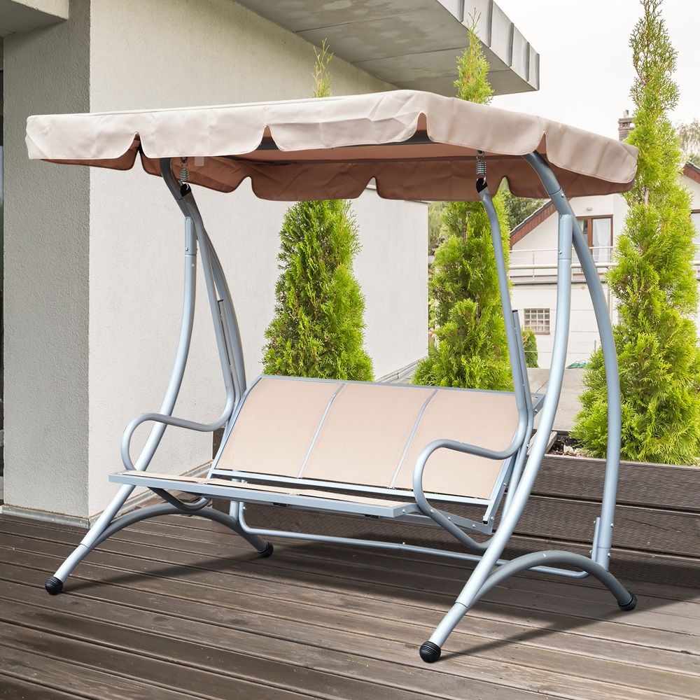 Garden Swing Chair, 3-Seater-Beige