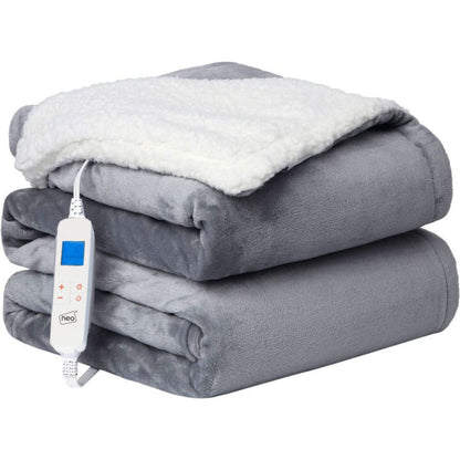 Neo Grey Electric Heated Throw Over Blanket  Reversible