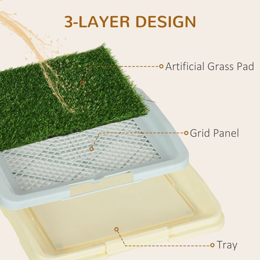 PawHut Dog Toilet Indoor w/ Artificial Grass, Grid Panel, Tray, 46.5 x 34cm