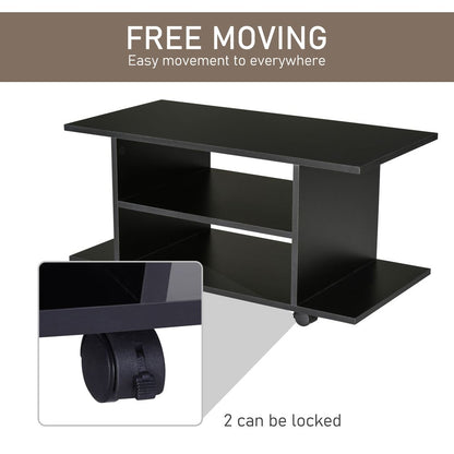 Mobile TV Stand Bookshelves in Black