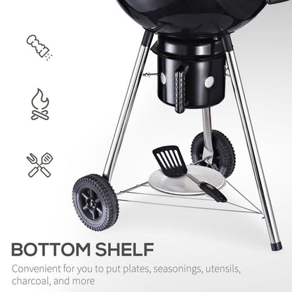 Freestanding Charcoal BBQ Grill Portable Cooking Smoker Cooker w/ Wheels