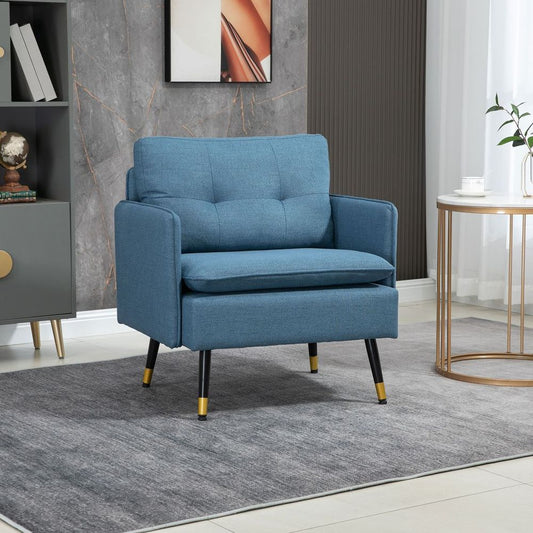 Modern Upholstered Armchairs Tufted Accent Chairs for Bedroom Dark Blue