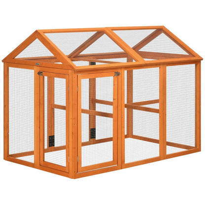 PawHut Chicken Run, Wooden Chicken Coop w/ Combinable Design - Orange