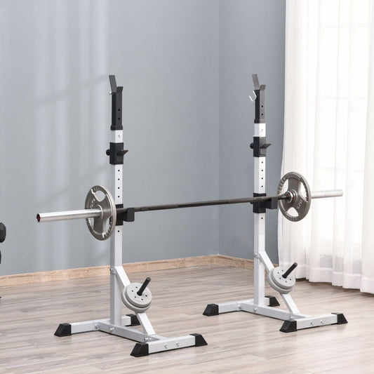 Adjust Pair of Barbell Squat Racks Stand Weight Lifting Bench Press Gym HOMCOM