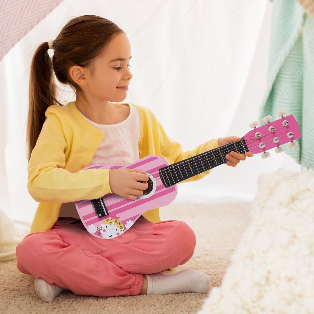 SOKA Wooden Pink Stripe Striped Pink Princess Guitar Children Girls Instrument