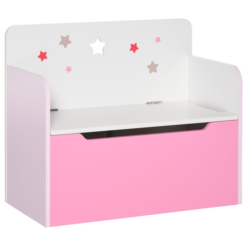 Kids Wooden Toy Box Children Storage Chest Bench Organiser Bedroom Pink HOMCOM