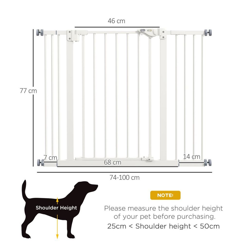 PawHut Adjustable Safety Gate w/ 2 Extensions and Four Adjustable Screws, White