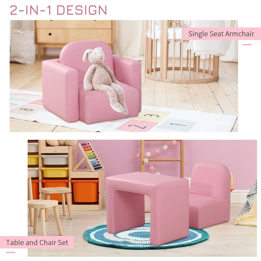 HOMCOM Kids Mini Sofa 2 In 1 Table Chair Set Children Armchair Seat Girl Boys