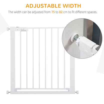 Pet Safety Gate Door Barrier Dog Metal Pet Barrier for Doorway White 75-82 cm