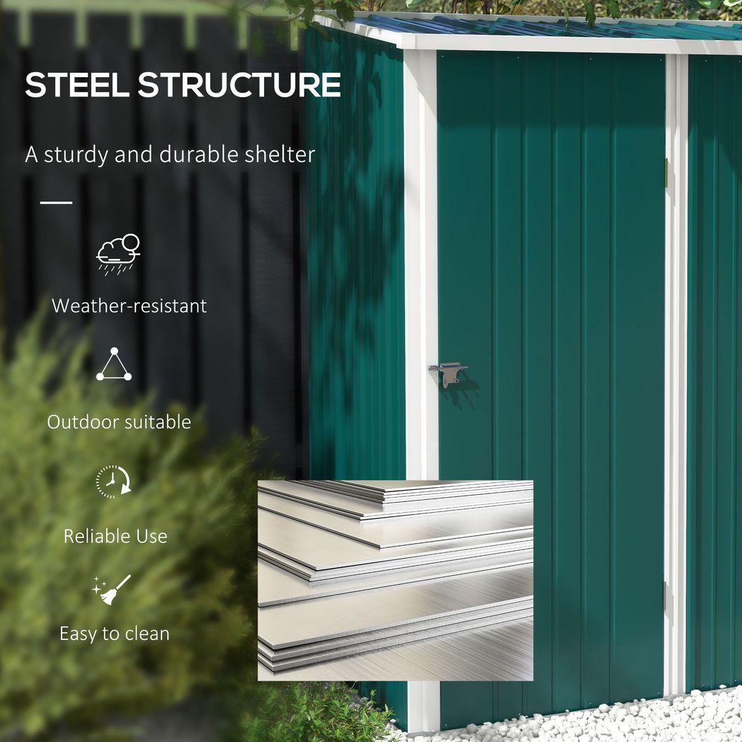 Outsunny Outdoor Storage Shed Steel Garden Shed w/ Lockable Door for Garden