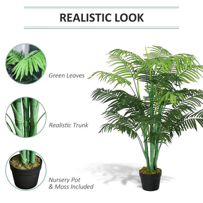 Artificial Palm Tree 18 Leaves with Nursery Pot, Fake Tropical Tree 125cm