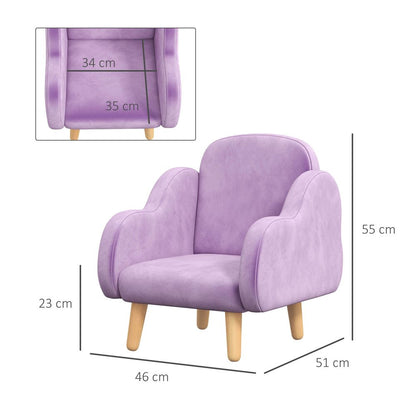 Cloud-Shaped Toddler Armchair, Kids Mini Chair for Playroom, Bedroom - Purple