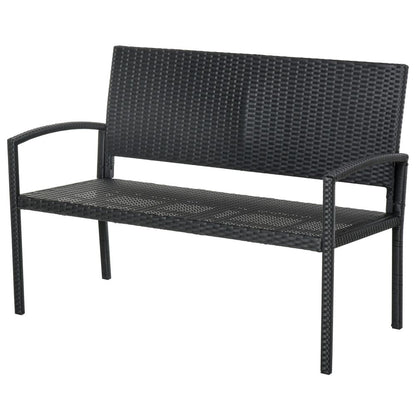 Patio Rattan 2 Seater Garden Bench Love Seater Garden Armchair Black