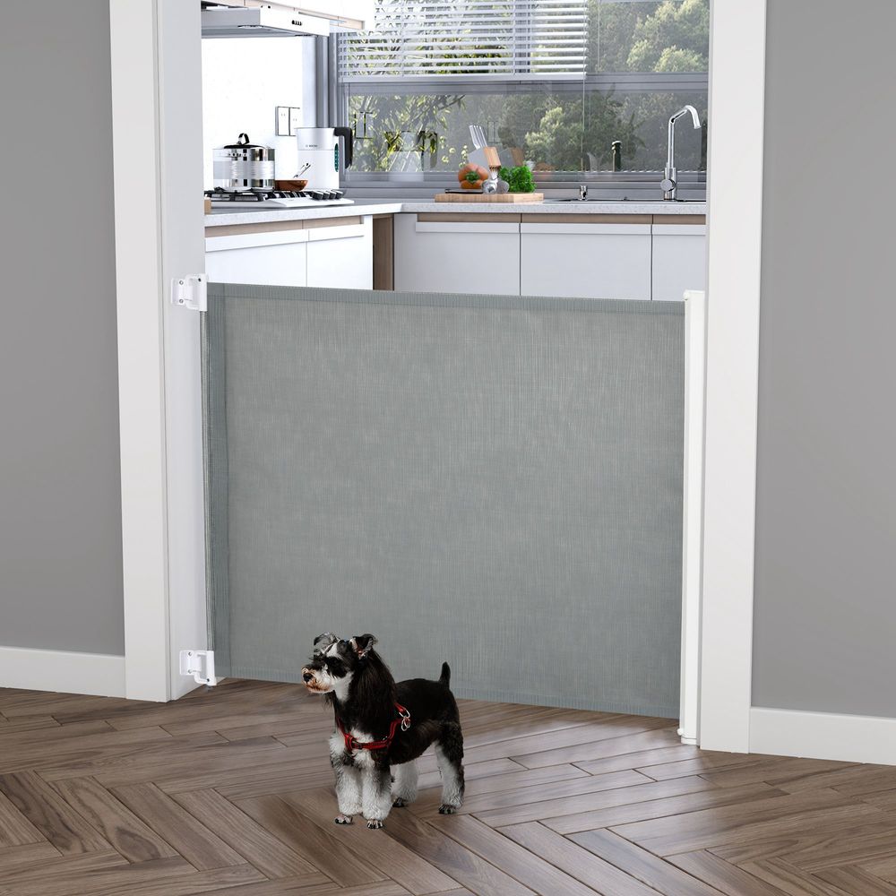 Retractable Safety Gate Folding Pet Barrier, for Doorways, Staircases, Hallways