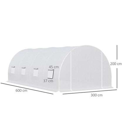 6 x 3 x 2 m Polytunnel Greenhouse w/ Zippered Door and 8 Windows