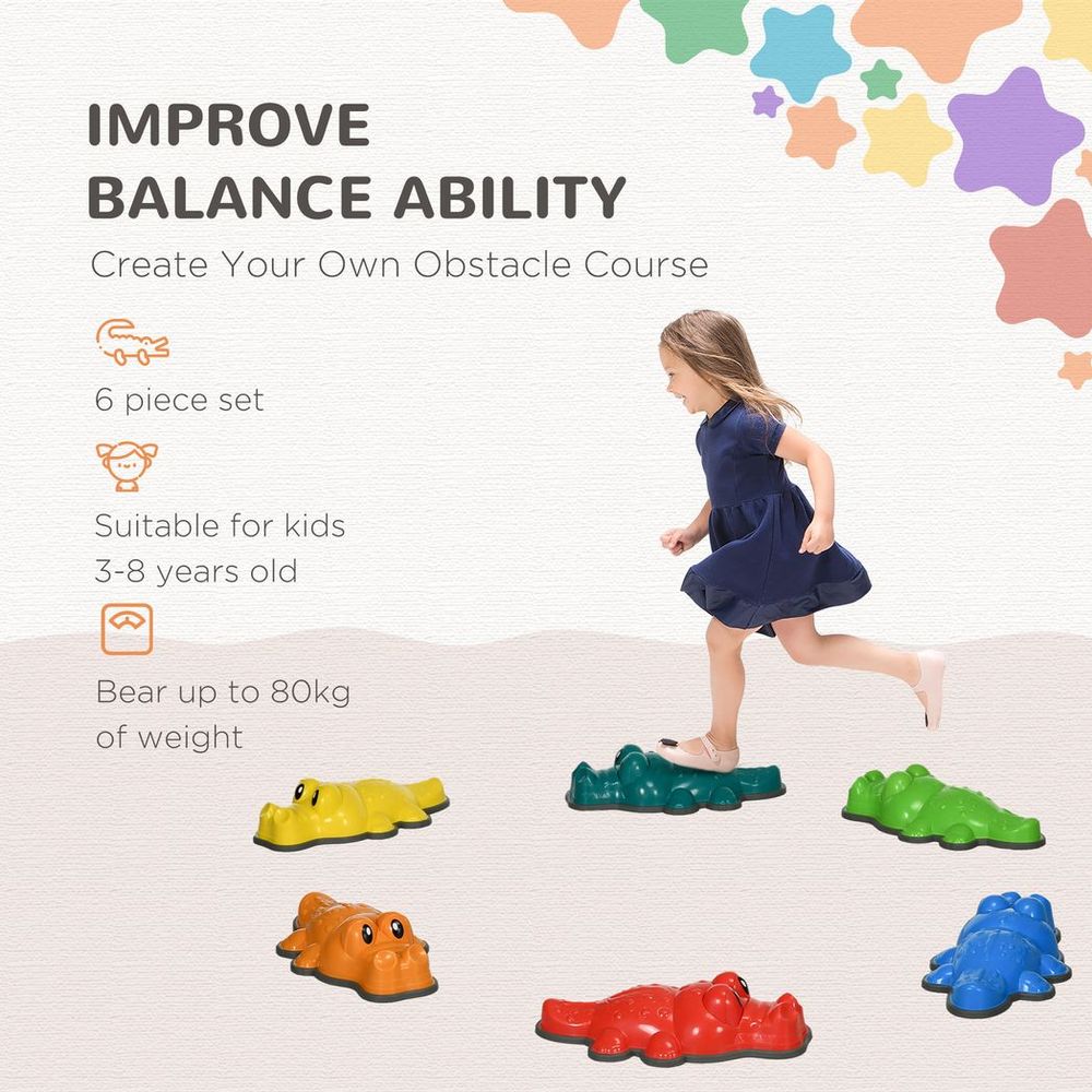 ZONEKIZ 6PCs Kids Kids Stepping Stones w/ Anti-Slip Edge, Indoor and Outdoor