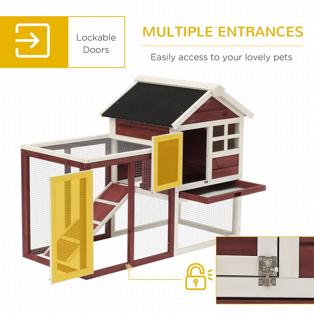 122cm Rabbit Hutch Cage Bunny House Wooden Habitat Pet Small Animal w/ Tray Ramp