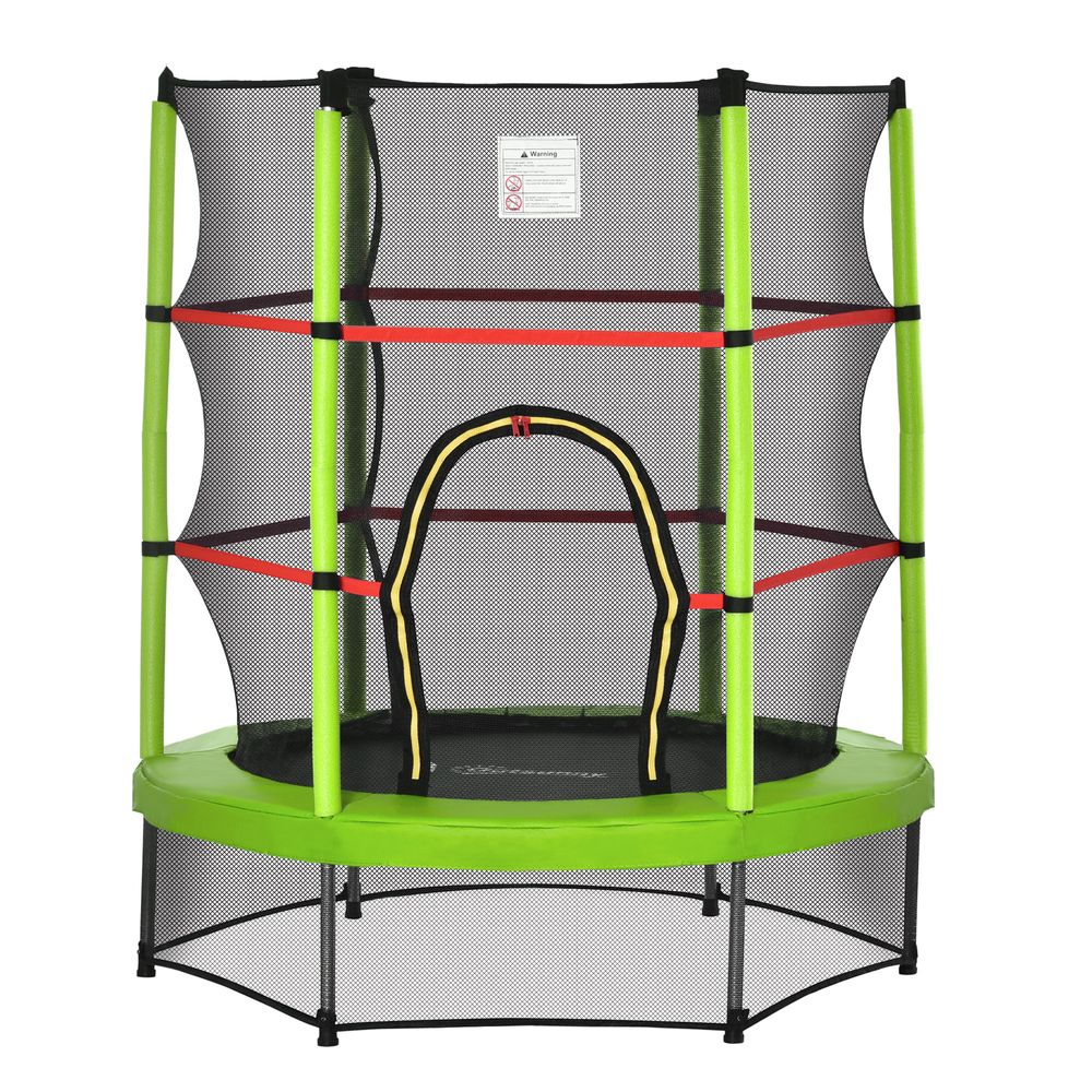 Kids Trampoline Mini Bouncer w/ Enclosure Net Age 3-6 Years Green HOMCOM