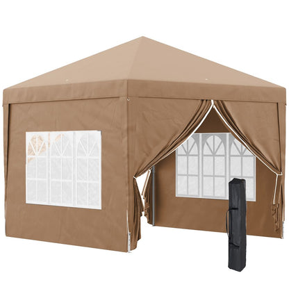 Outsunny 3x3 m Pop Up Gazebo Party Tent Canopy Marquee with Storage Bag Coffee