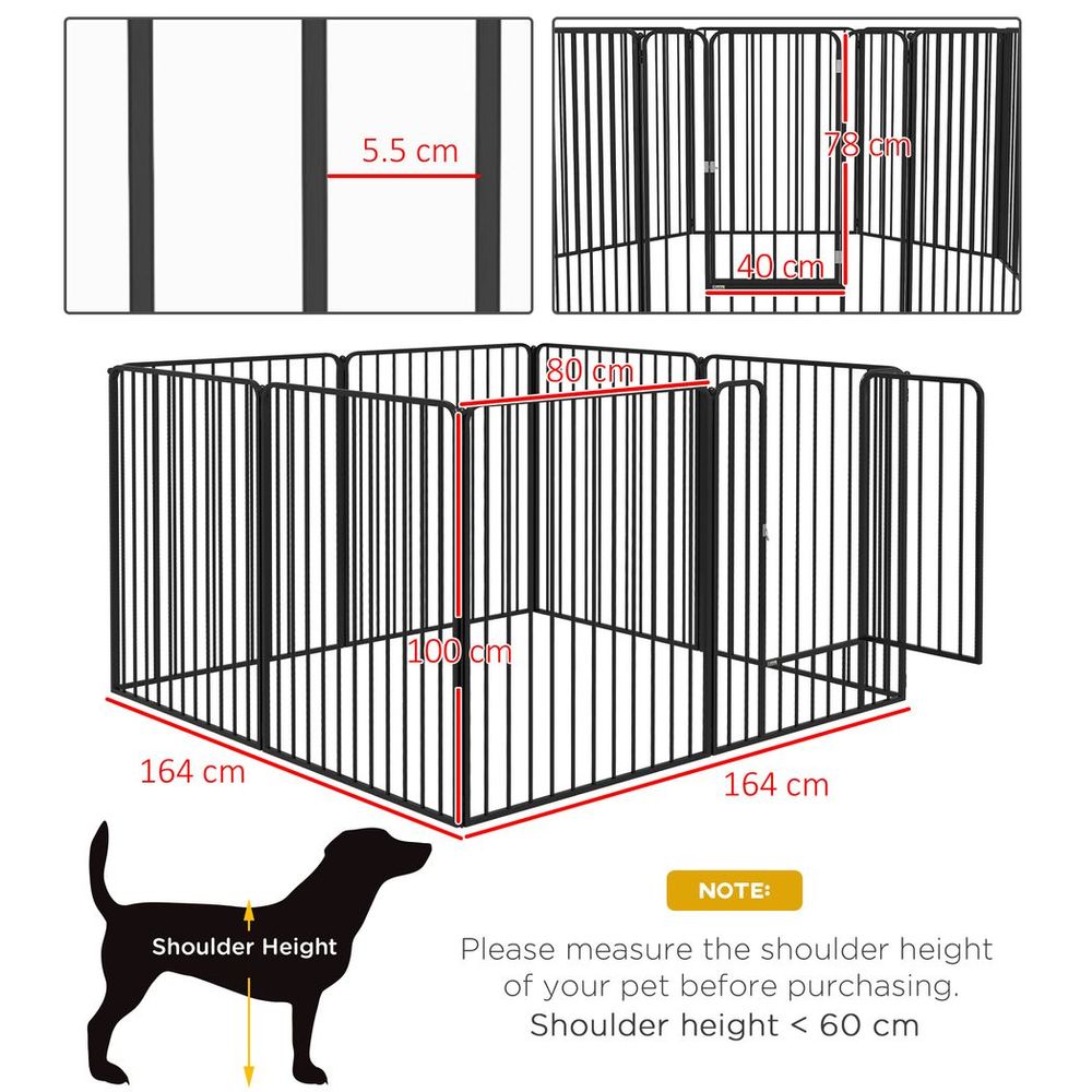 PawHut 100cm 8 Panels Heavy-Duty Dog Playpen for Small, Medium Dogs