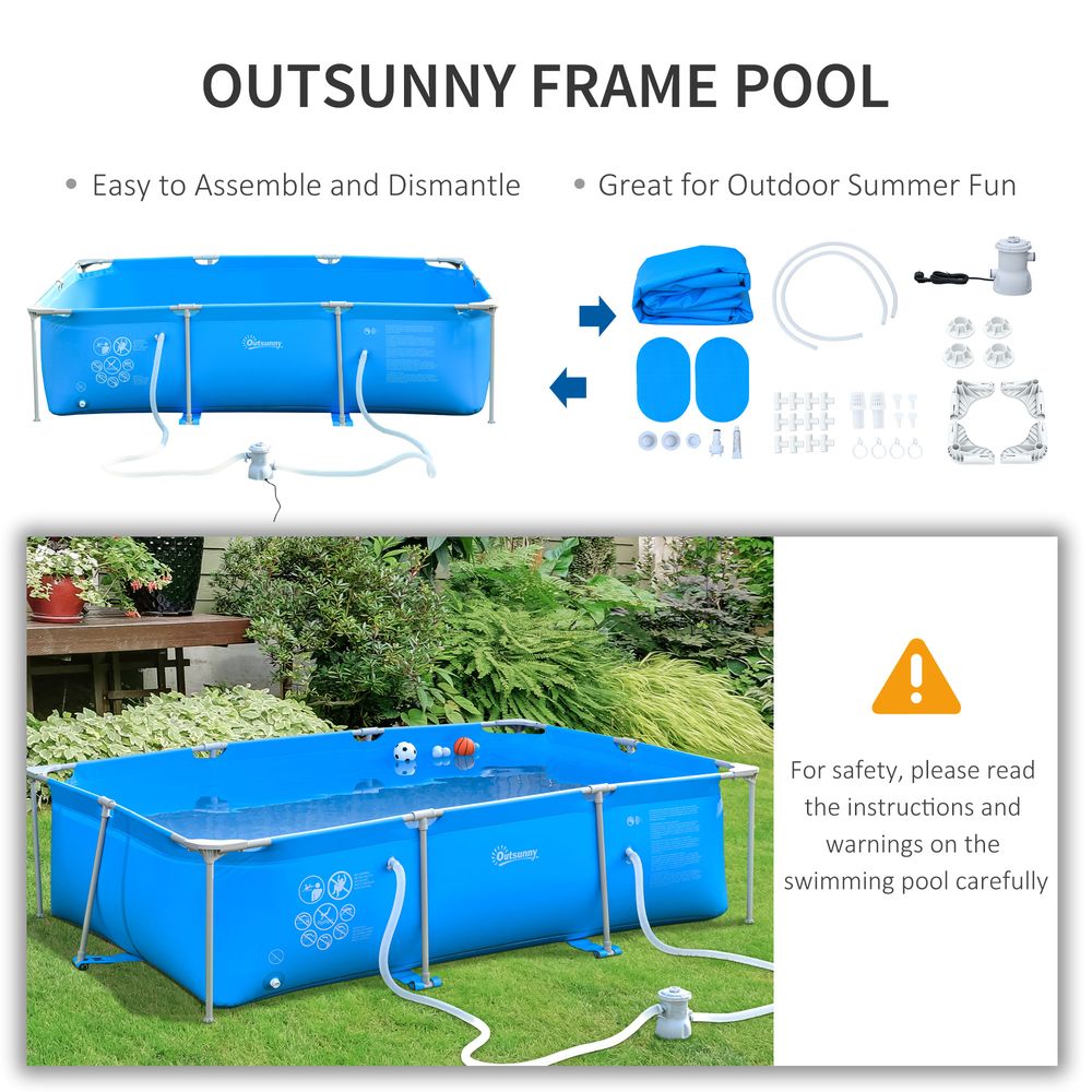 Steel Frame Pool & Filter Pump & Cartridge Rust Resistant 315 x 225 x 75cm Blue