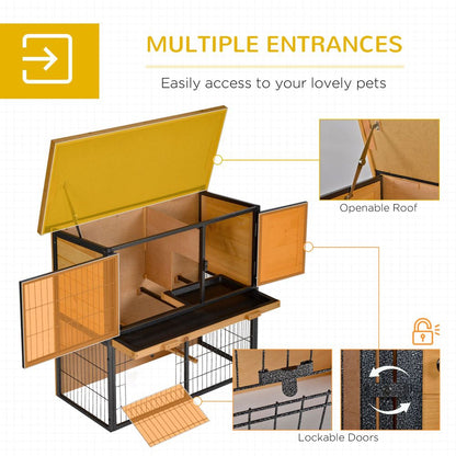 Wood-metal Rabbit Hutch Elevated Pet House Outdoor 89.5 x 45 x 81cm Pawhut