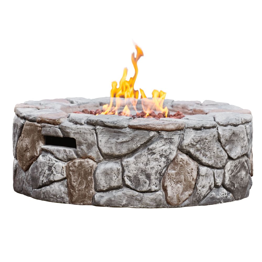 Garden Small Gas Fire Pit, Outdoor Heater with Lava Rocks & Cover