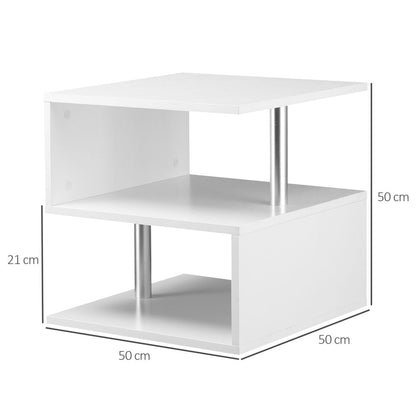 Side Table 2 Tier Storage Shef Organizer Bookcase End Desk Stand Display White