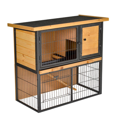 Wood-metal Rabbit Hutch Elevated Pet House Outdoor 89.5 x 45 x 81cm Pawhut